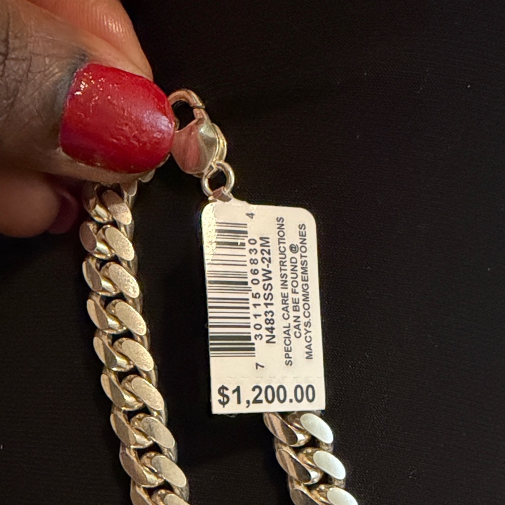 Macys Cuban Link Chain Necklaces in Sterling Silver - Picture 4 of 4